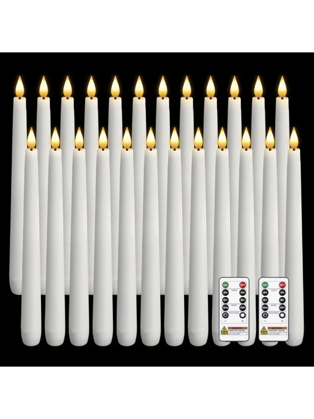 24 Pcs LED Flameless Taper Candles with Remote - Flickering Battery Operated